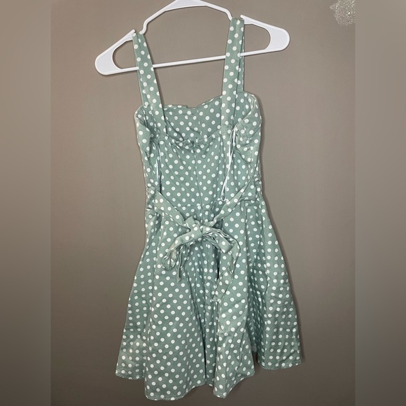Apricot Fit & Flare Sage Green Polka Dot Sweetheart Neckline Dress Sz UK10 US6 - Picture 3 of 6